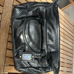 Tumi Black Leather Duffel Bag